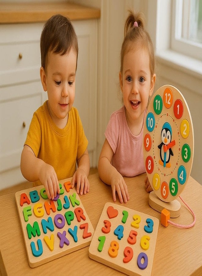 Dec Kitchenpro Montessori Wooden Puzzle Board for Toddlers | ABC Alphabet, Numbers | Toys | Educational Wooden Puzzle Set for Kids & Preschoolers Educational Toys for Brain Development (Model 1) - Image 5